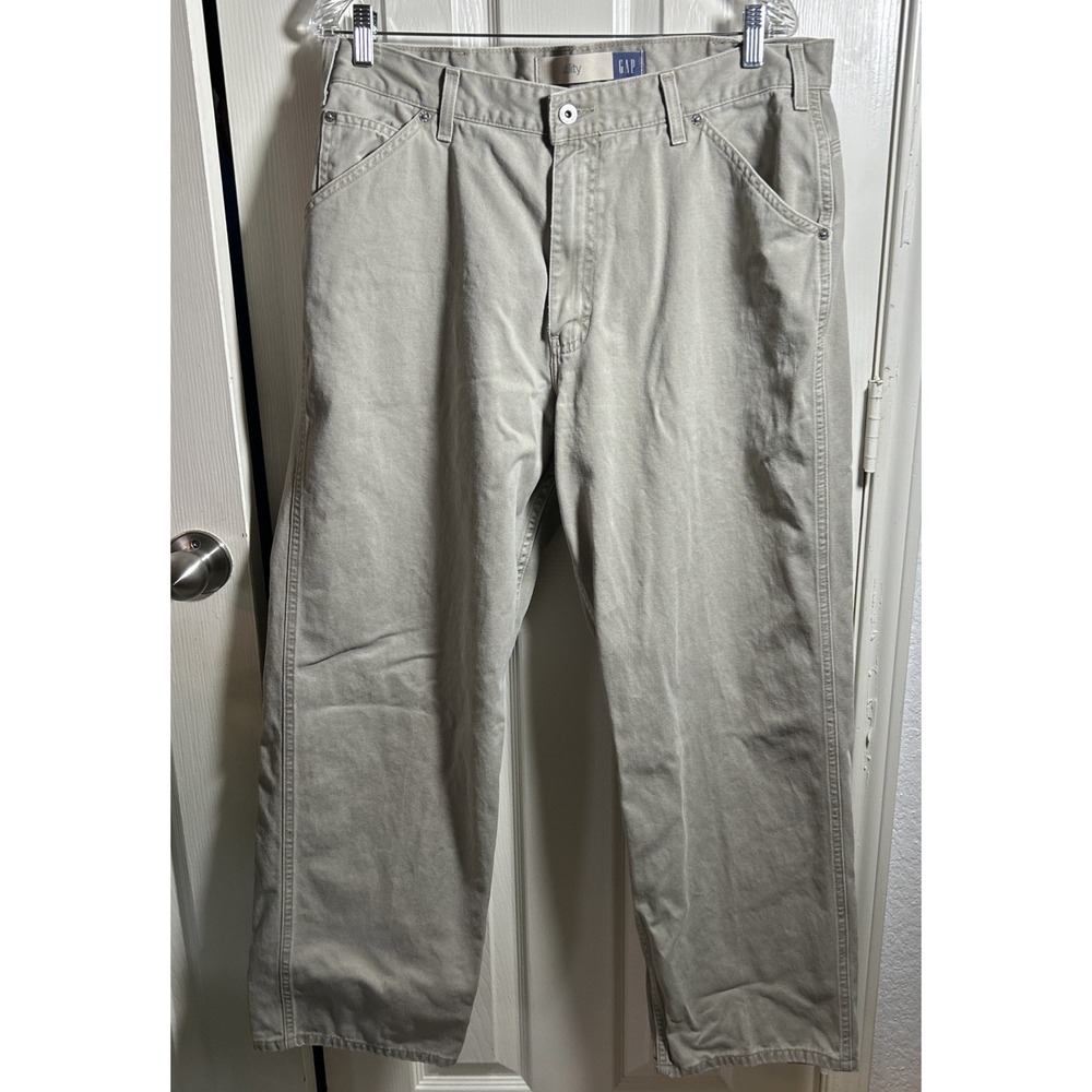 Gap Beige Khaki Straight Leg Cargo Pants Gapflex Utility Outdoor Size 36x0